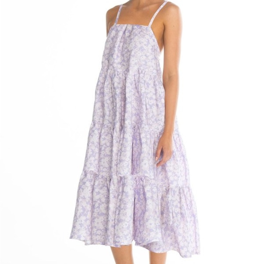 Peony Lavender Floral Linen Aftersun Dress